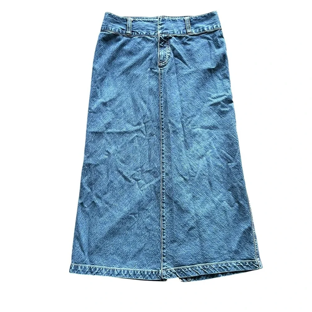 Vtg Y2K Old Navy Denim Maxi Skirt 10 32